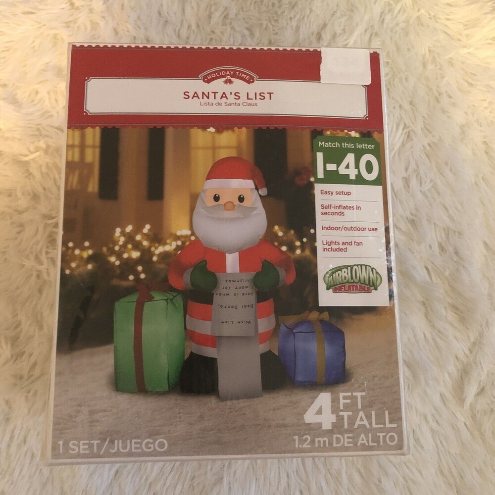 New Holiday Time Santa’s List 4Ft Tall Airblown Inflatable